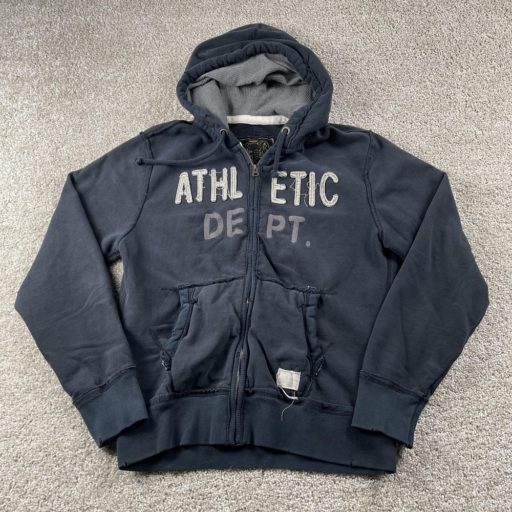 Y2K Kingdom Hoodie Mens Large Blue Fleece Full Zip Athletic Dept Sweatshirt